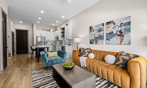 living room and kitchen