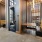 Private wooden work booths with a privacy wall made out of wooden slats